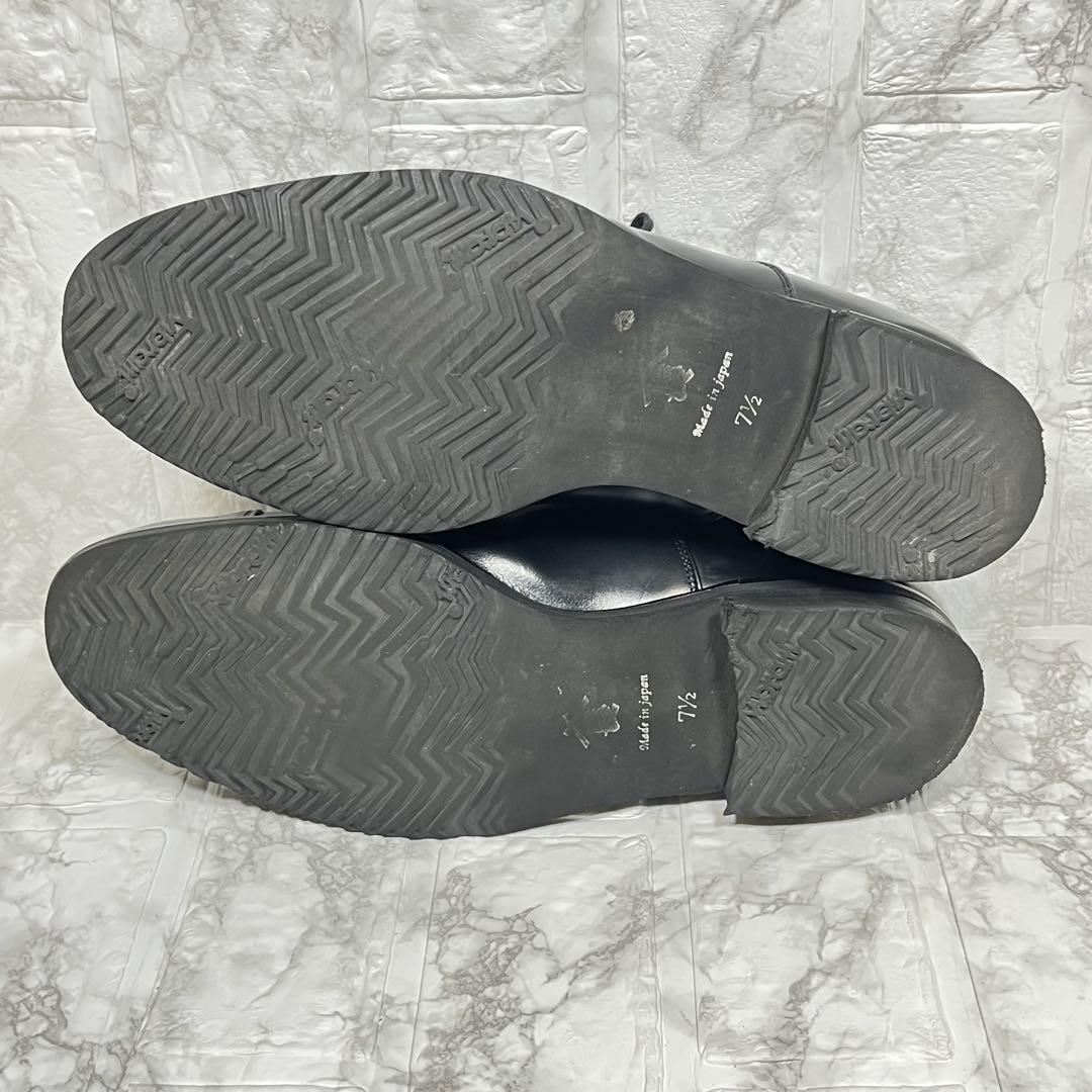 【美品】三陽山長　柔二　ストレートチップ　ビブラムソール　ブラック　26㎝