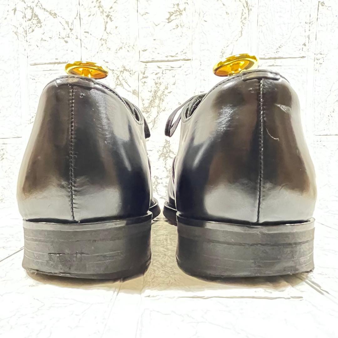 【美品】三陽山長　柔二　ストレートチップ　ビブラムソール　ブラック　26㎝