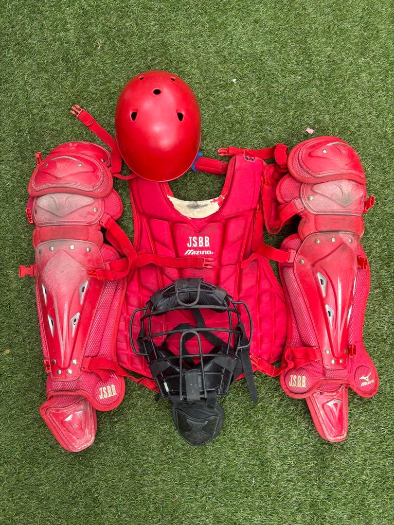 JSBB 軟式用　キャッチャー防具セット　レッド