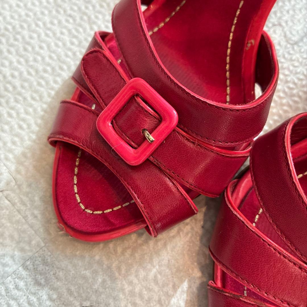 美品　Christian Dior レッド ストラップサンダル