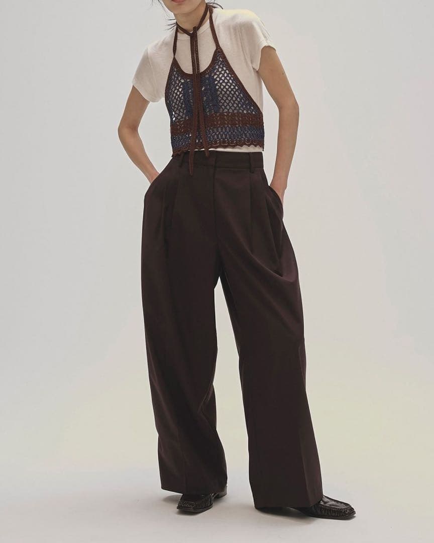 完売todayful Lightweight Tuck Trousersブラウン