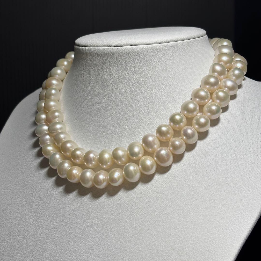 【超大珠】　本真珠　ロング　パールネックレス　約9.2-11.7mm