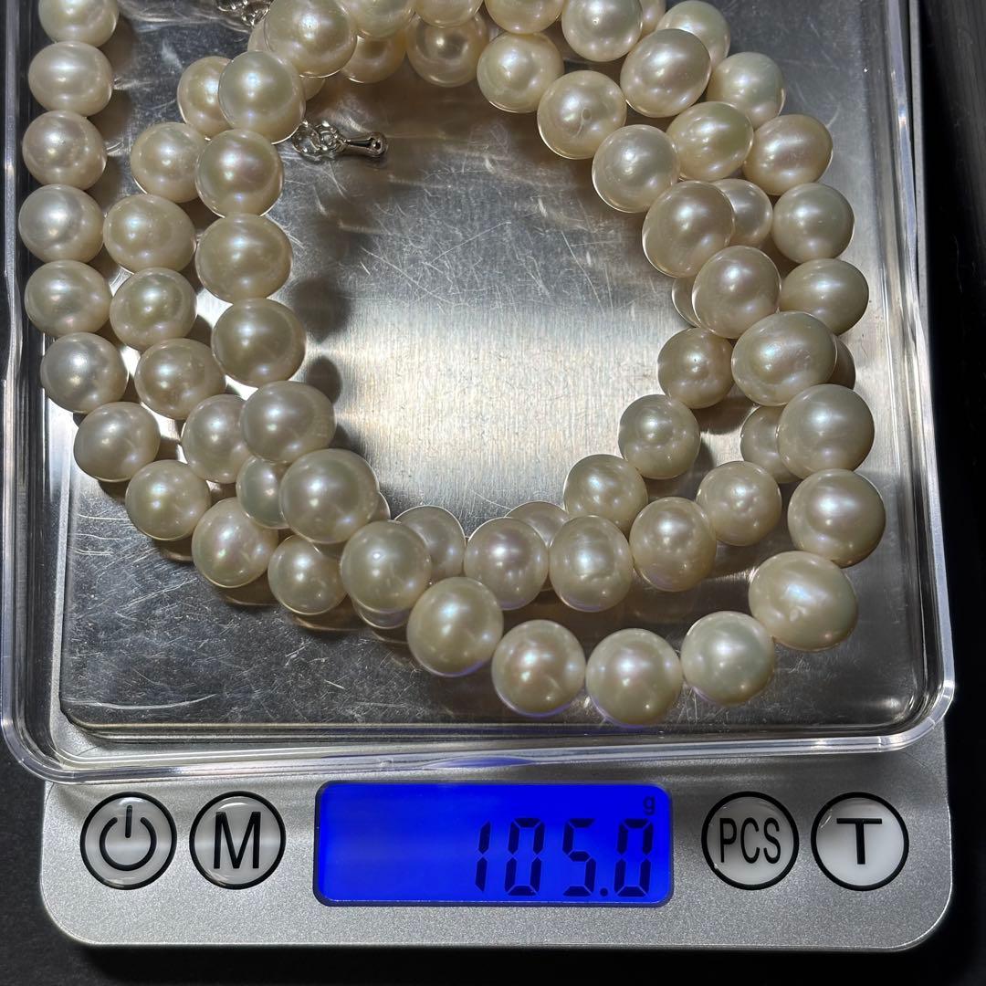 【超大珠】　本真珠　ロング　パールネックレス　約9.2-11.7mm