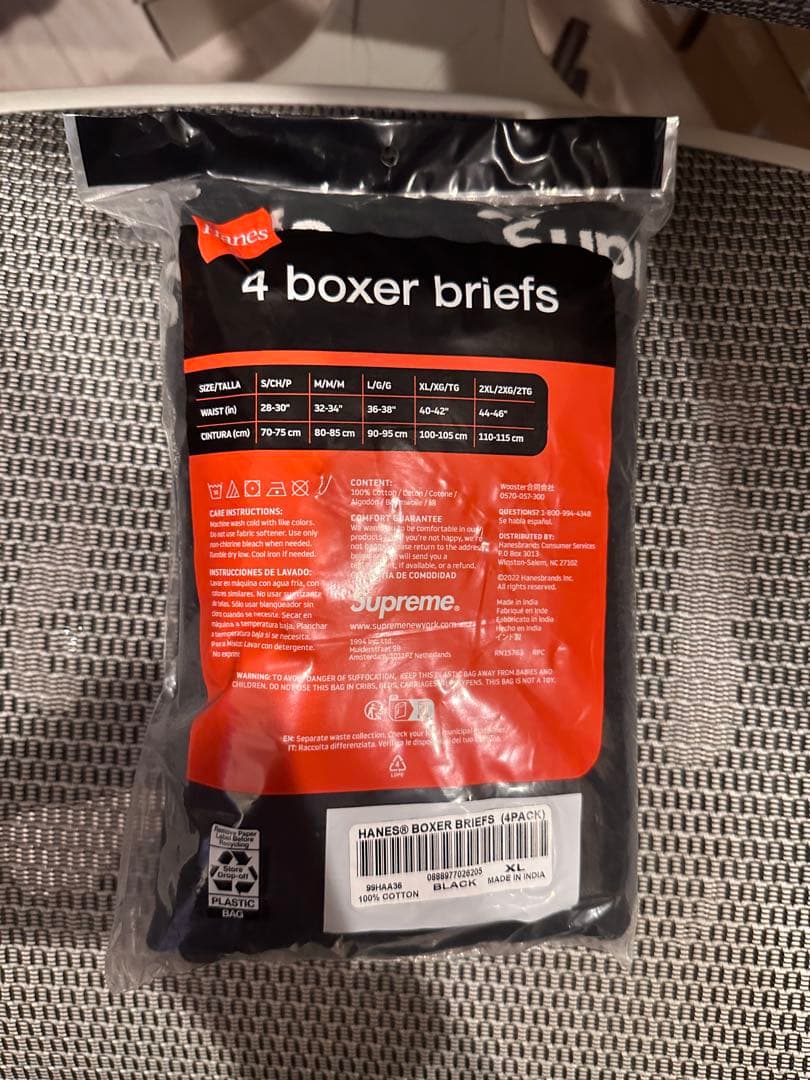 新品 Supreme Hanes Boxer ボクサーパンツ 黒XL 4枚