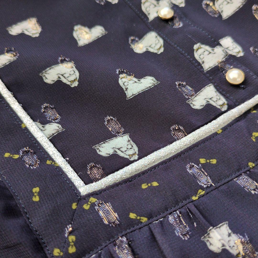 フランシュリッペ キラキラおこりんぼワンピース 犬 ネイビー FL5