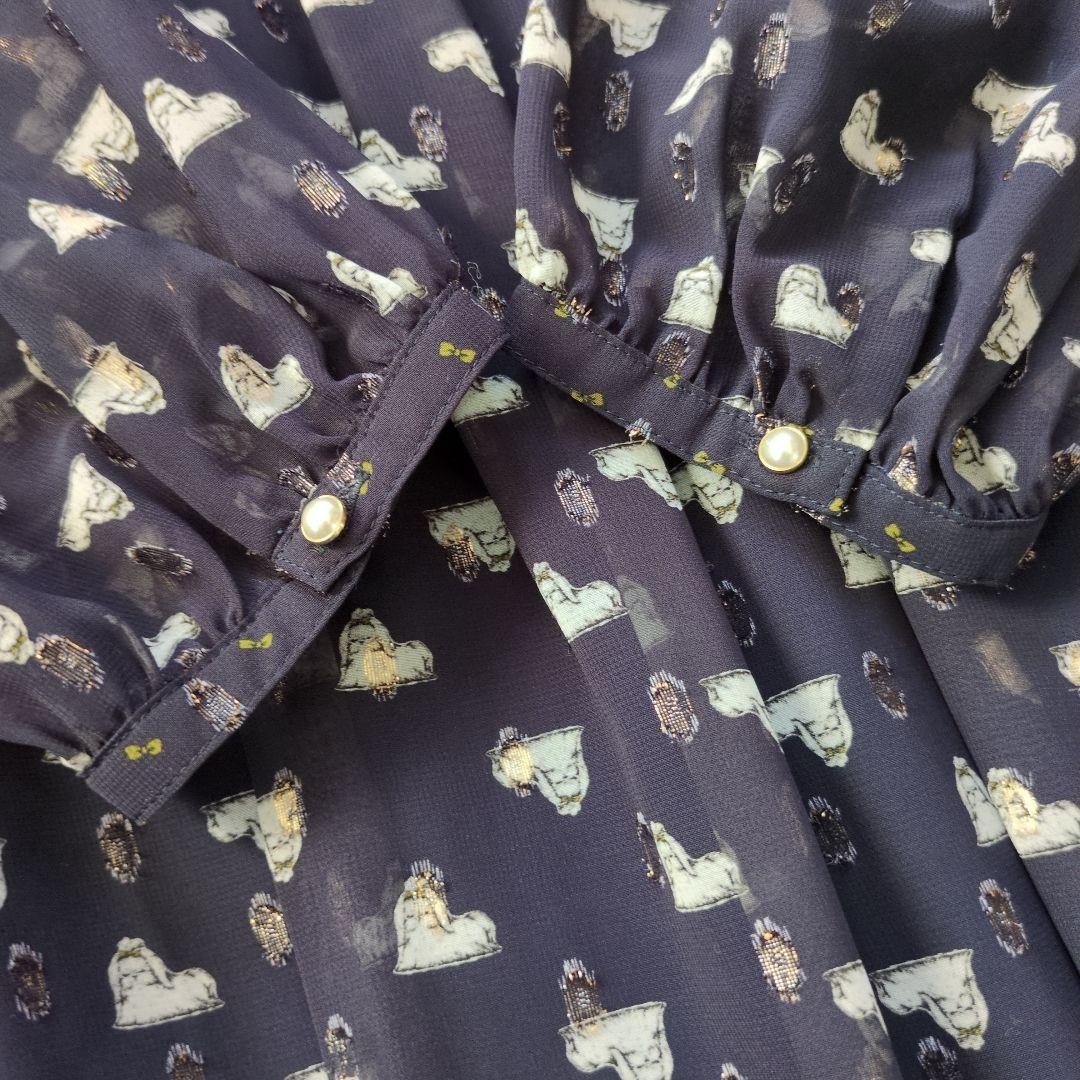 フランシュリッペ キラキラおこりんぼワンピース 犬 ネイビー FL5