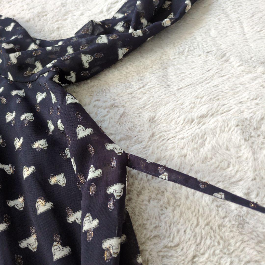 フランシュリッペ キラキラおこりんぼワンピース 犬 ネイビー FL5