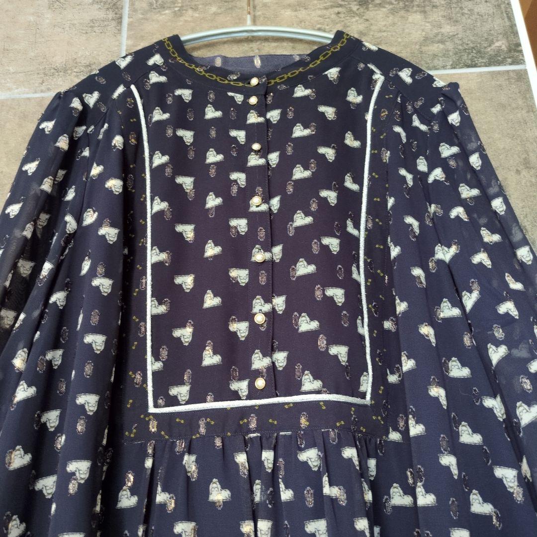 フランシュリッペ キラキラおこりんぼワンピース 犬 ネイビー FL5