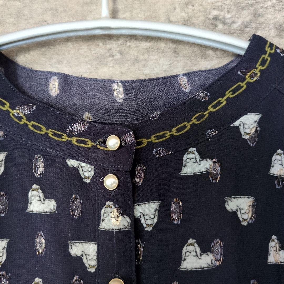 フランシュリッペ キラキラおこりんぼワンピース 犬 ネイビー FL5