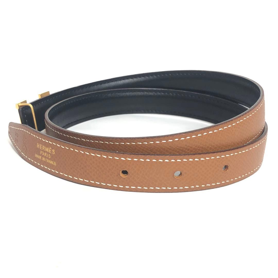 HERMES エルメス コンスタンス Hベルト ブラック×ゴールド 黒 茶