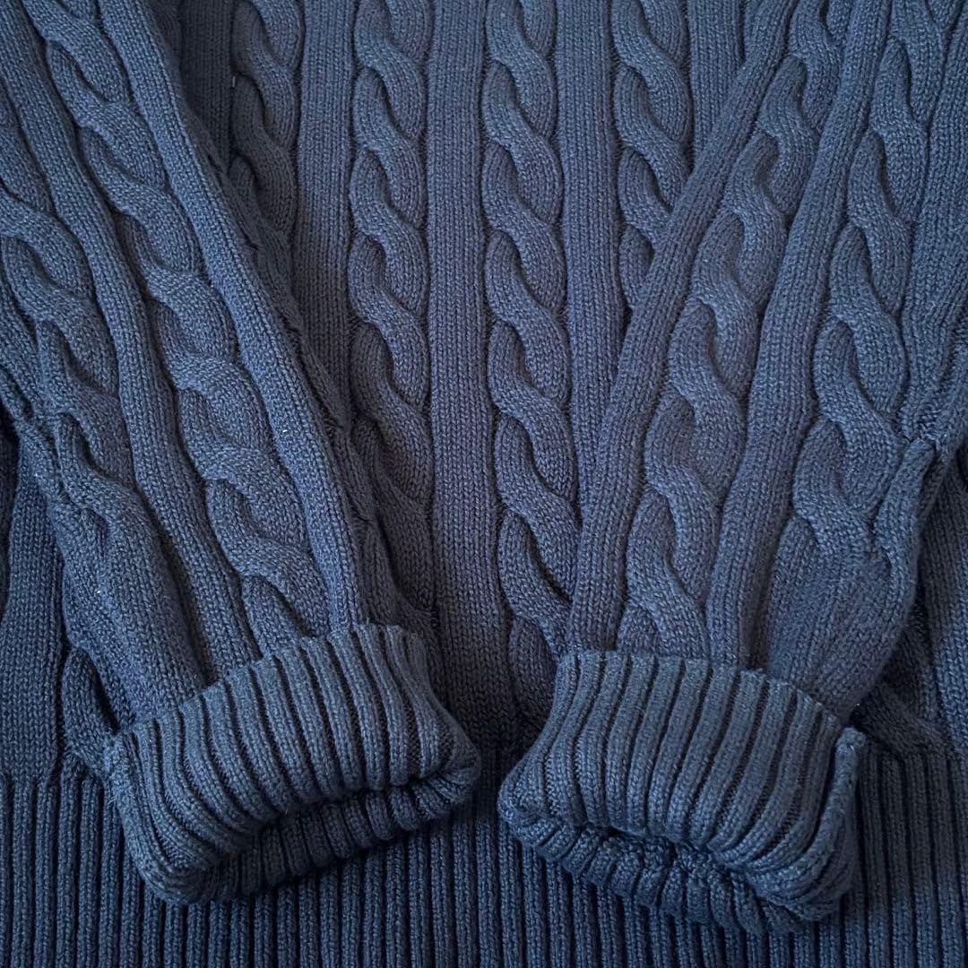 【希少✨】ポロラルフローレン　ケーブルニット　ハーフジップ　紺　大人気　刺繍　S