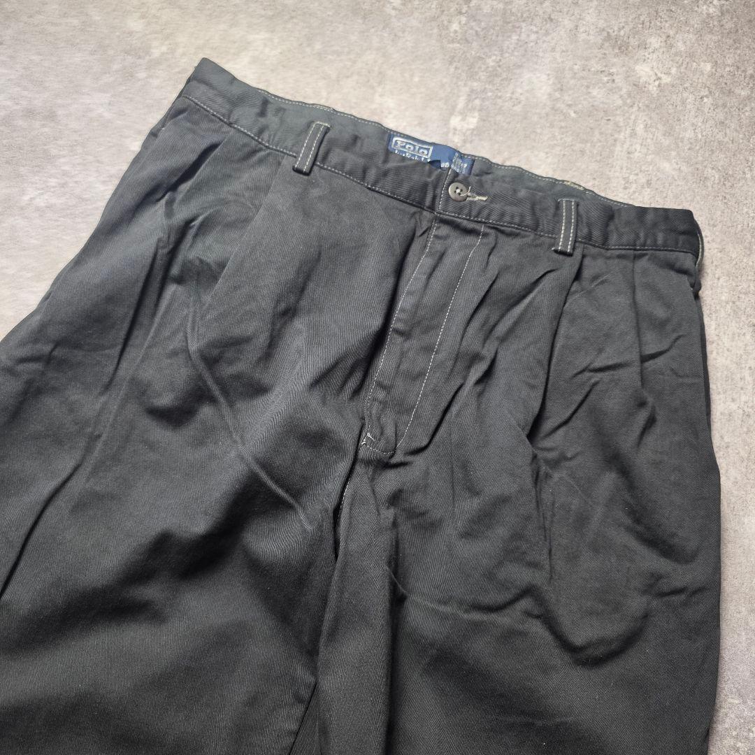 90sPolobyRalphLaurenポロチノ後染めツータックブラック黒34