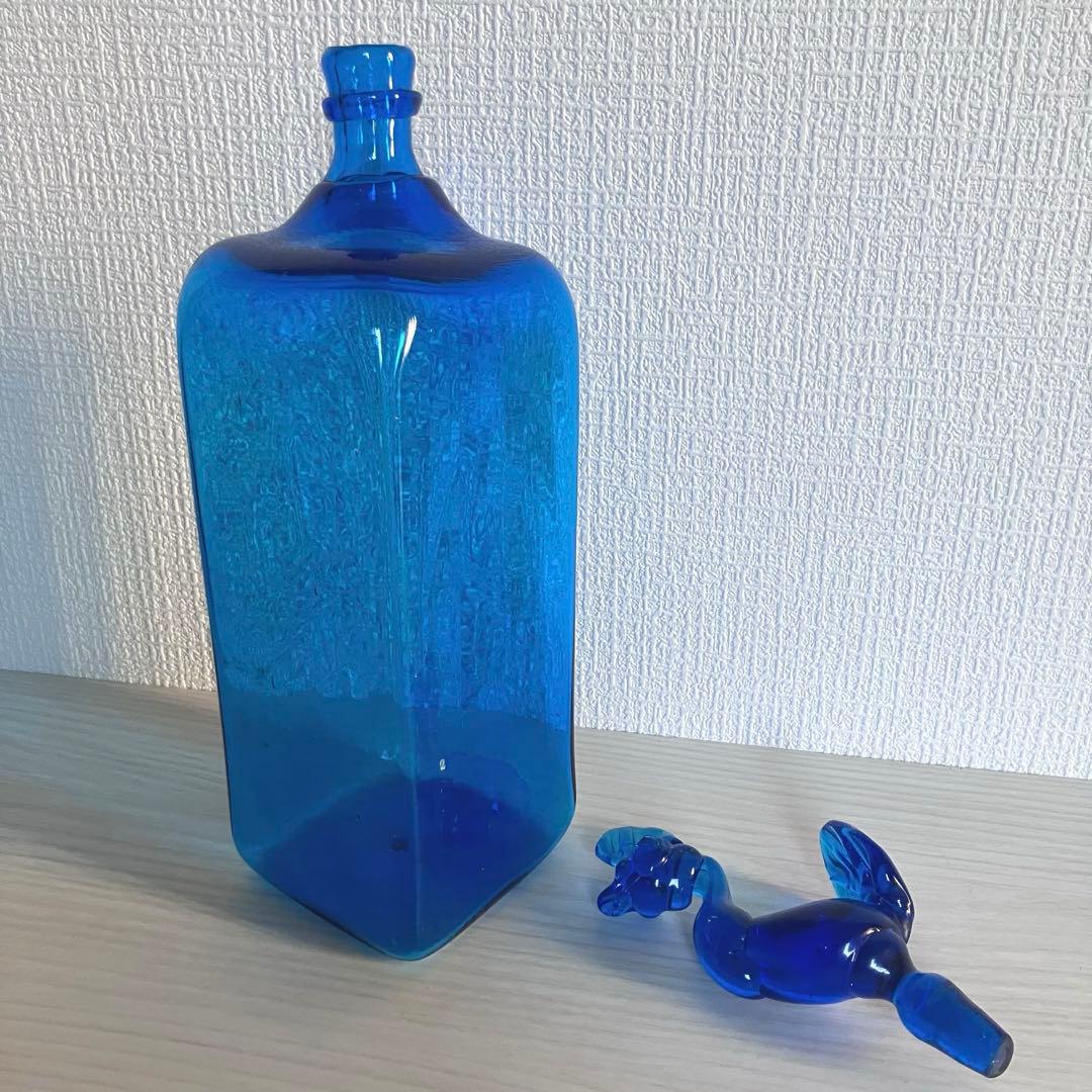 2【倉敷ガラス】小谷眞三 鶏栓の青瓶