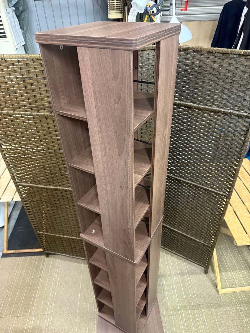 【美品】山善　回転本棚8段　コミックラック　DSRR-8(WL) ウォールナット