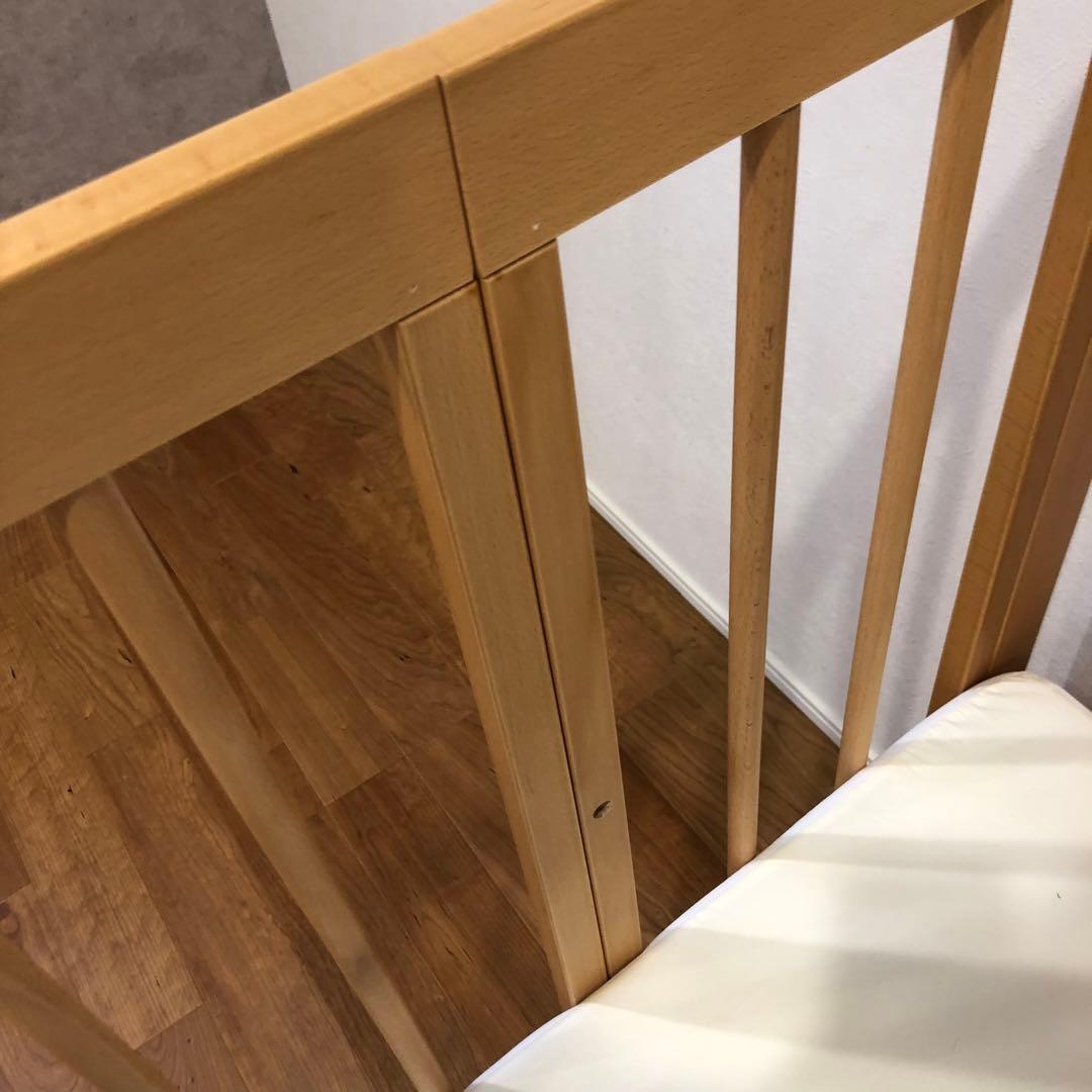 【極美品】石崎家具　cool 木製ベビーベッド キャスター付き