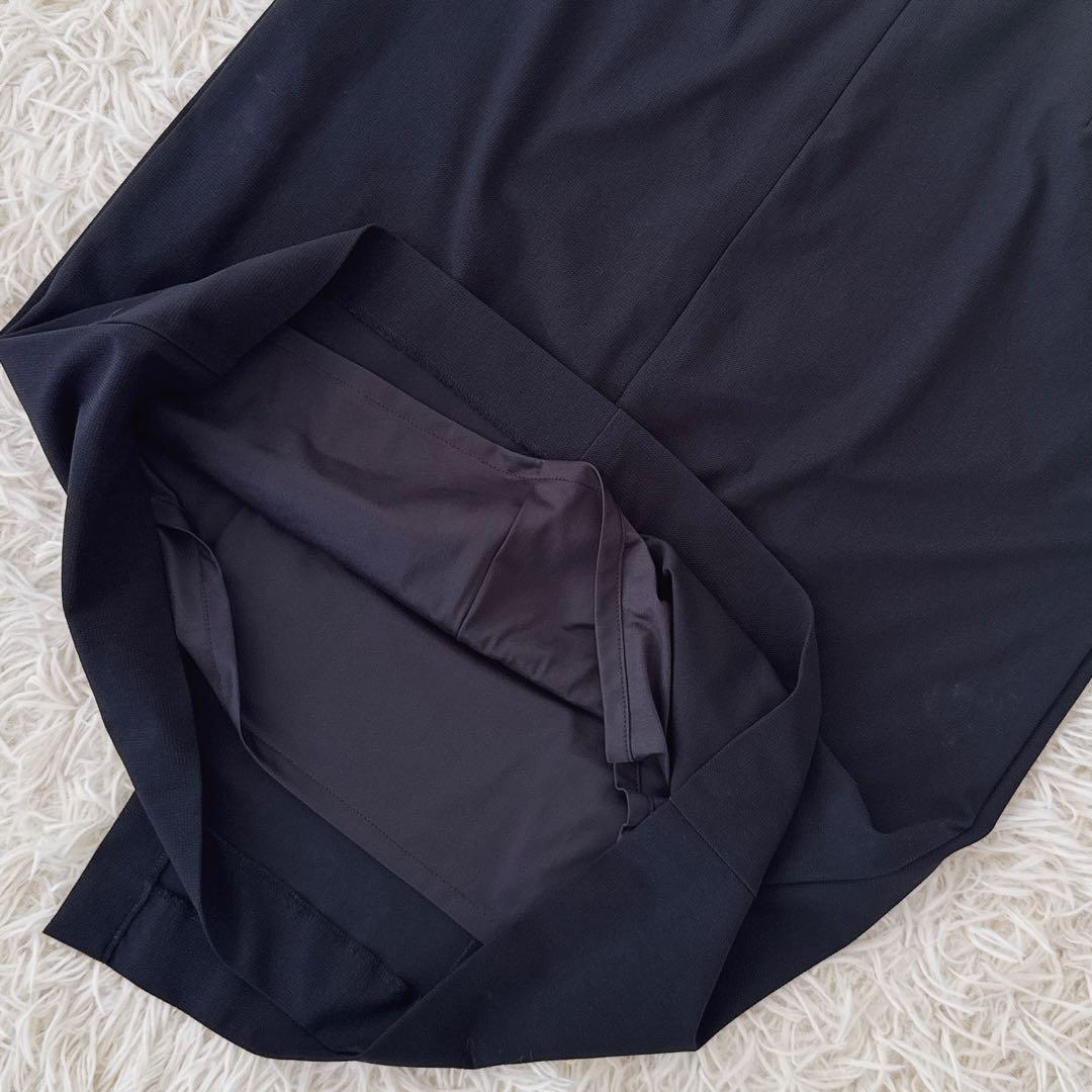 大きいサイズ13✨ケイミー ノーカラー スカートスーツ セットアップ 紺 伸縮性