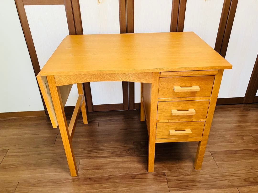 unico★パソコンデスク★学習机★ナチュラルウッド 3段引き出し