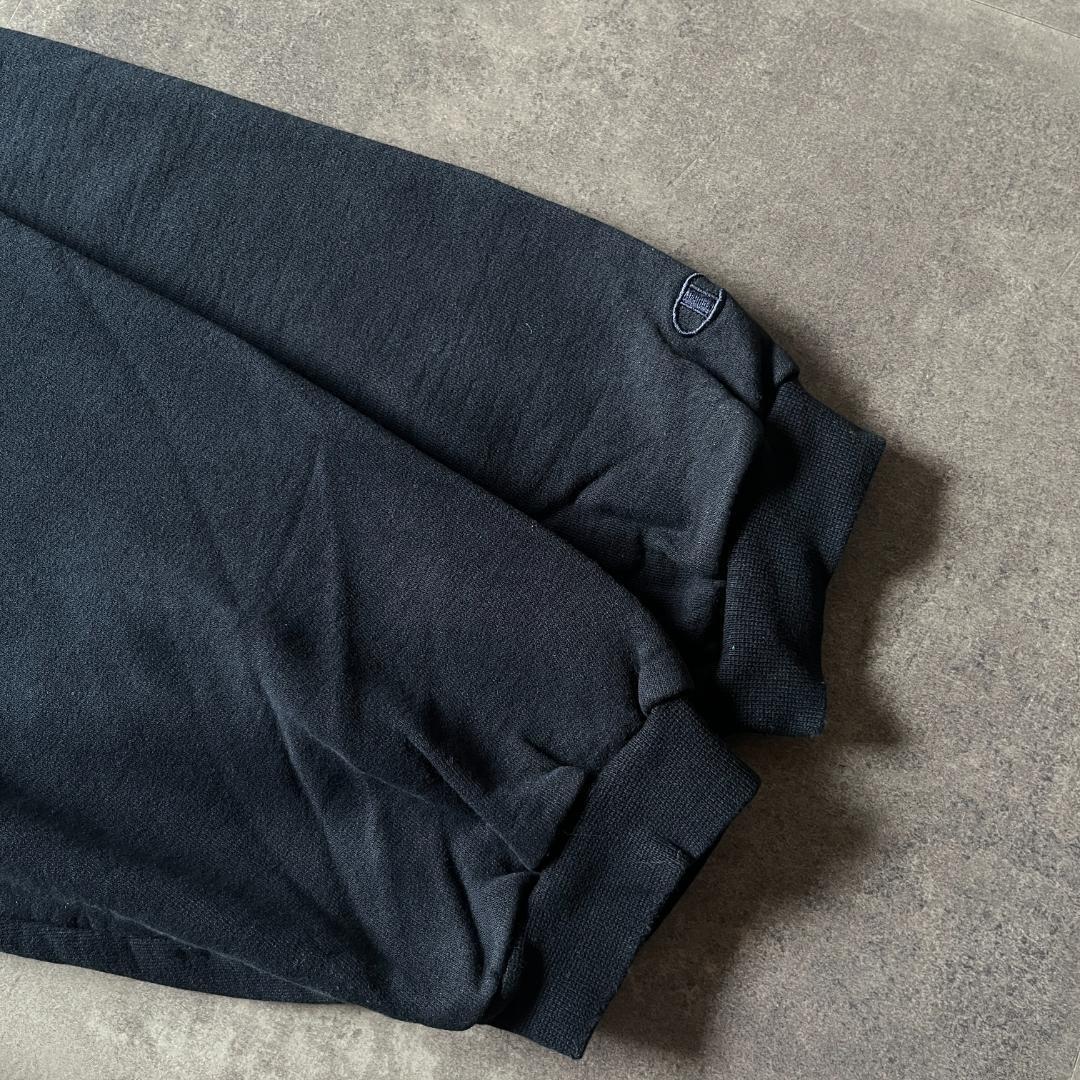 00s Champion 無地スウェット 刺繍ロゴ 黒 XL A442 目なし