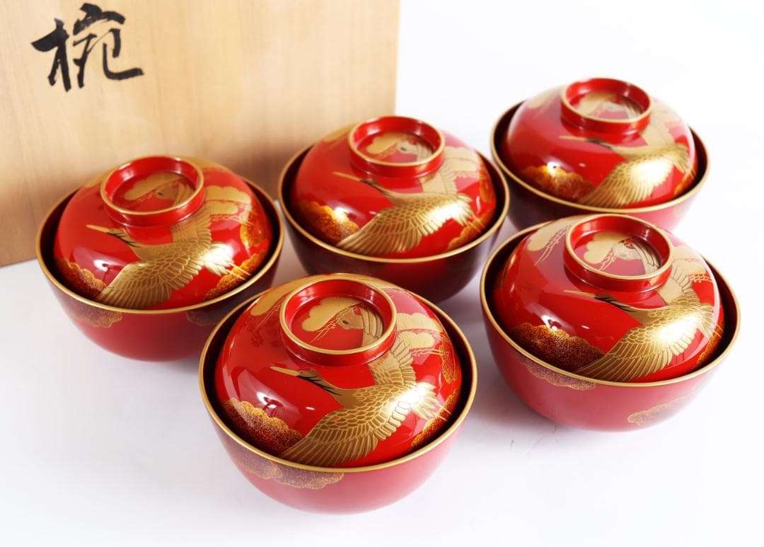 s*a様 輪島塗 大向高洲堂 雑煮椀 五客 蒔絵 正月