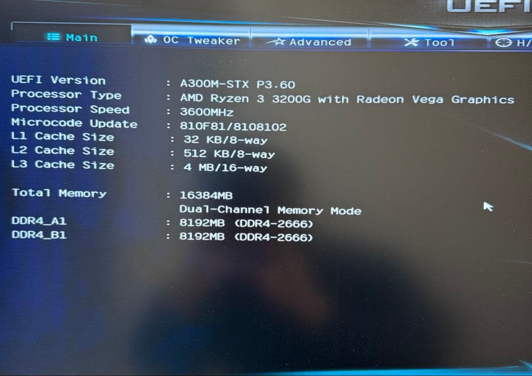 DeskMini A300 Ryzen3 3200G メモリー16GB