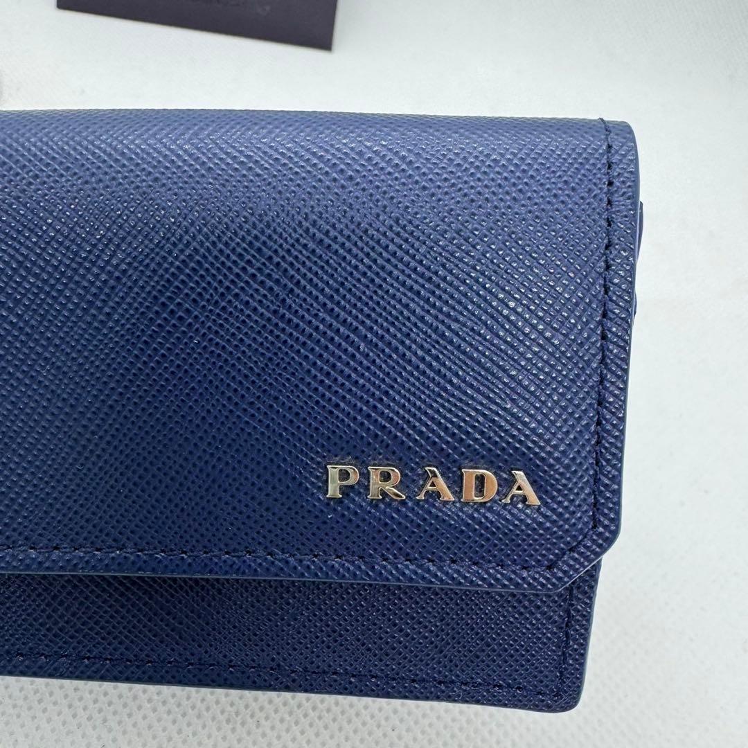 PRADA ネイビー 名刺入れ サフィアーノレザー