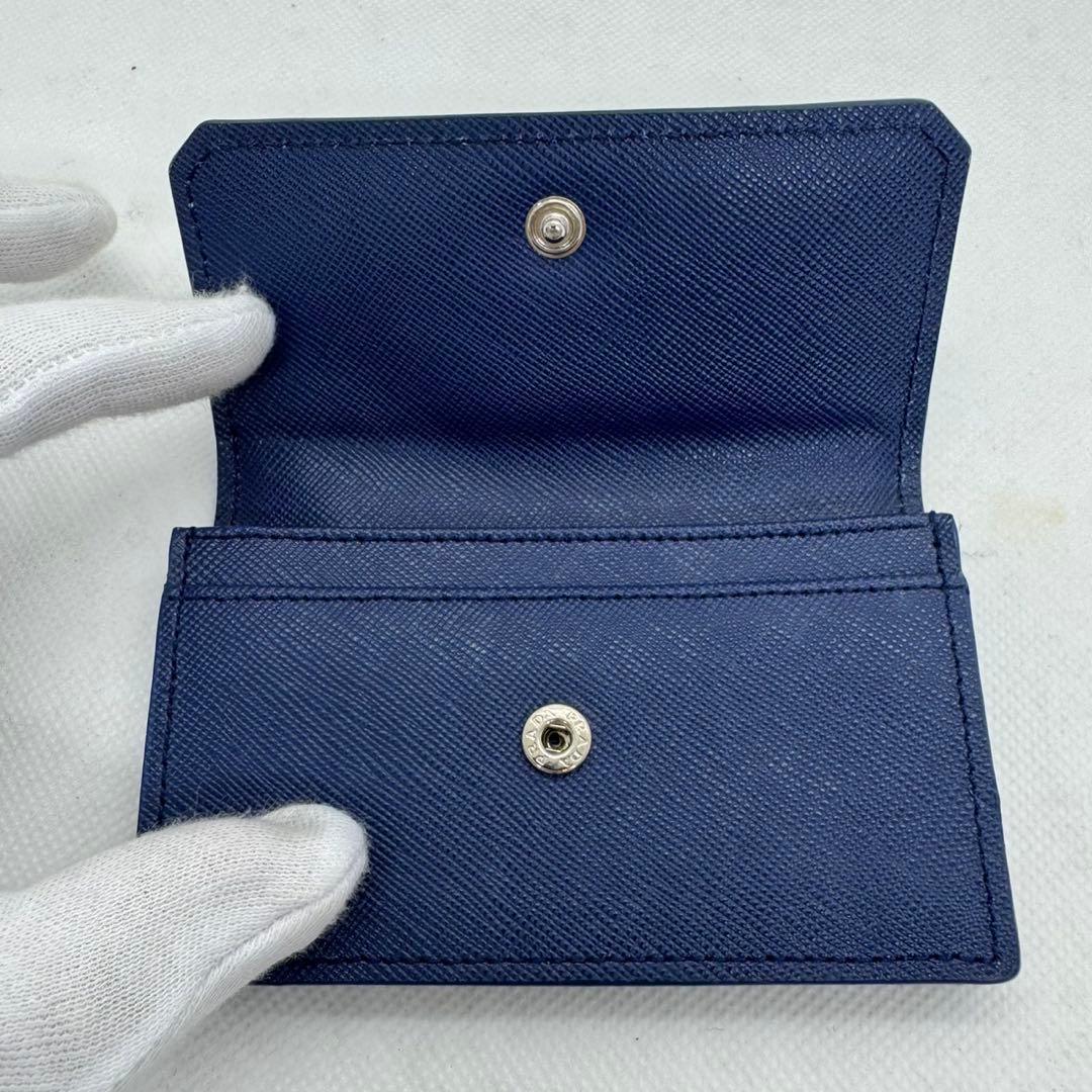 PRADA ネイビー 名刺入れ サフィアーノレザー