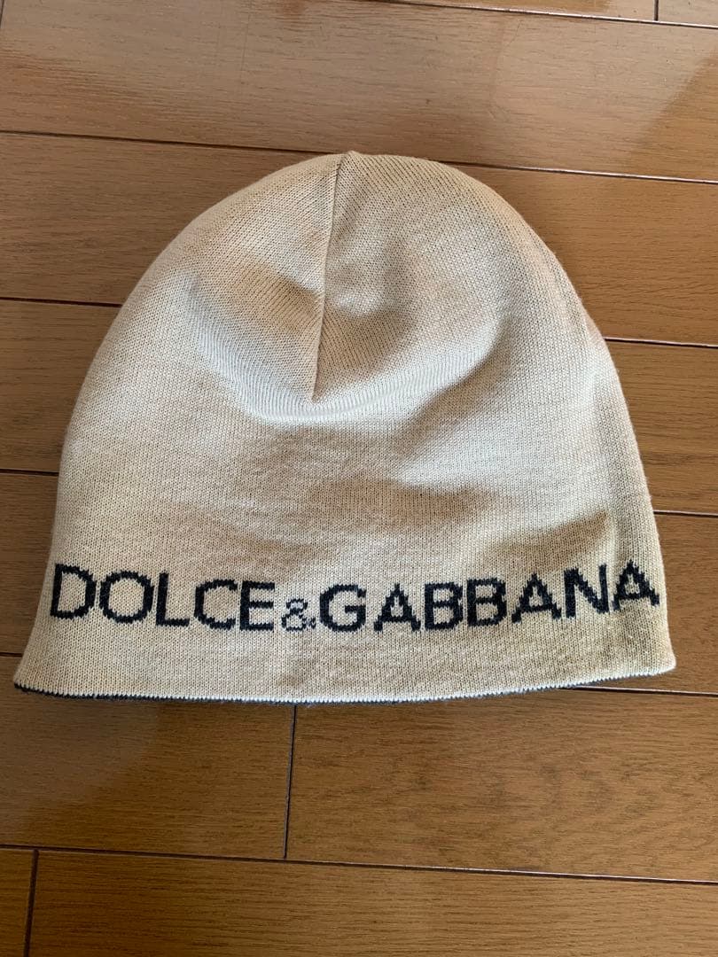 DOLCE&GABBANA ニット帽 ダークグレー アイボリー