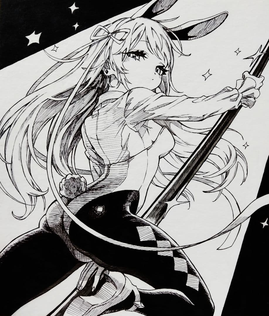 M*F様 48.オリジナル手描きイラスト　モノクロ