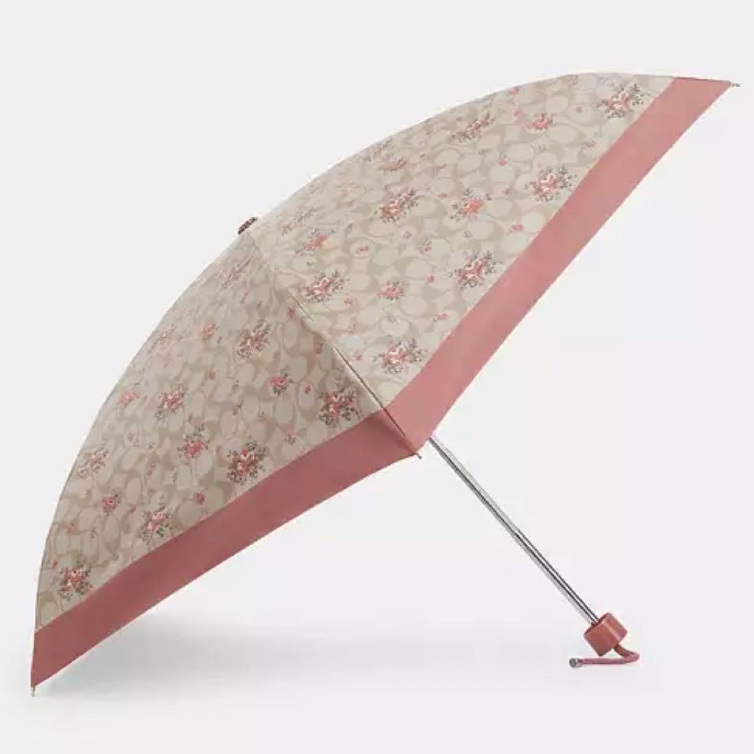 新品☆COACH コーチ　折り畳み傘　 ホワイト　花柄　UVカット