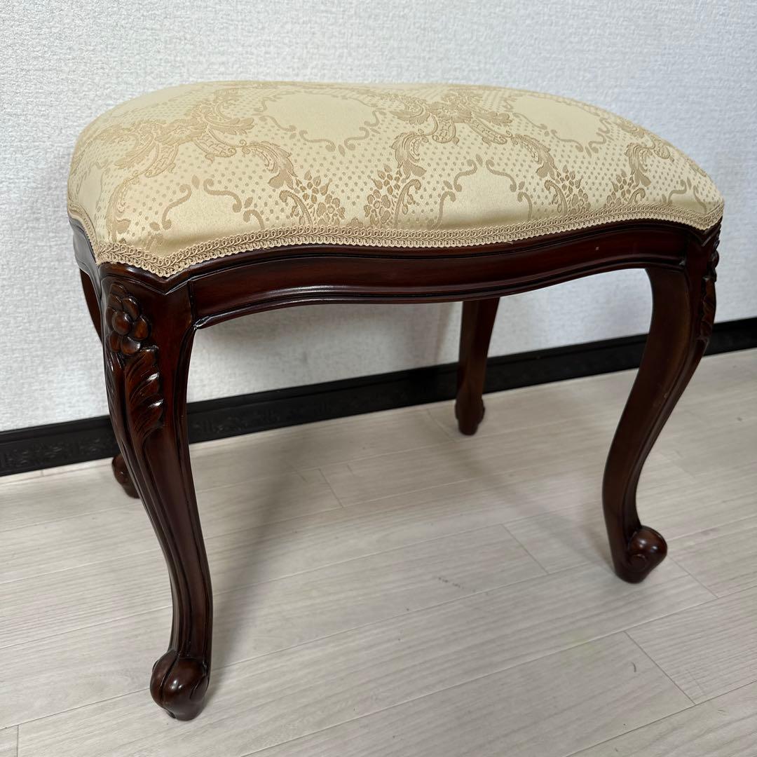 展示品 イタリア スツール オットマン チェア 猫脚 腰掛け ロココ調 i1※