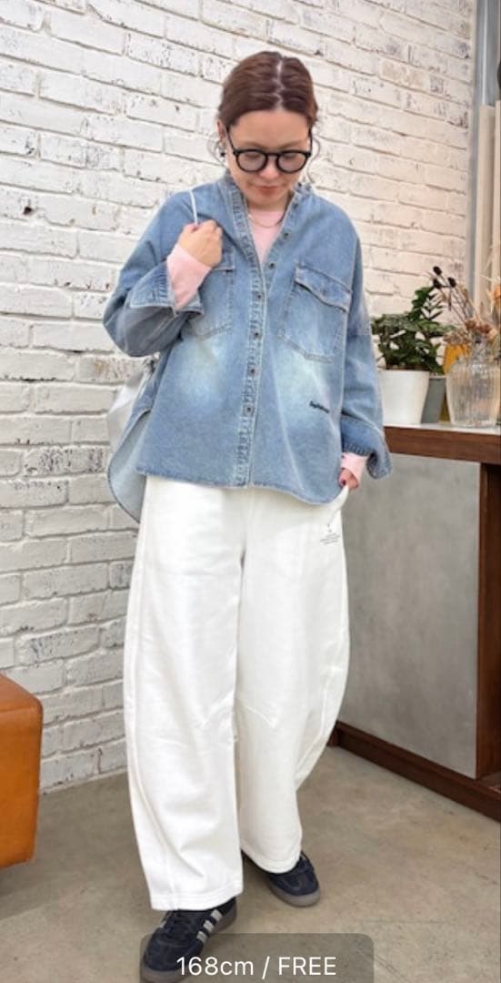 【新品】PUAL CE CINヴィンテージライクデニムバンドカラーシャツピュアル