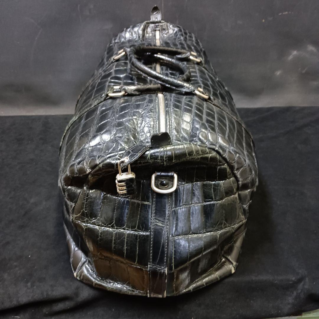 クロコダイル ボストンバッグ ブラック