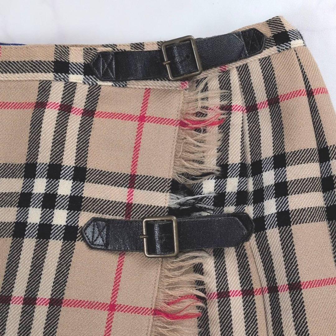 【美品✨】バーバリーブルーレーベル ミニスカート ノバチェック ベルト プリーツ