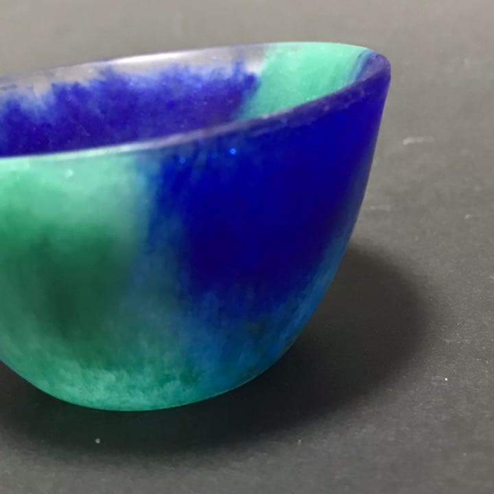 パートドヴェール　ぐい呑　藍色　翡翠色　佐伯泰典作