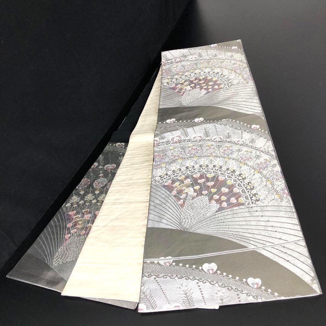 SO-406 袋帯 六通 正絹 銀箔 銀糸 金糸 孔雀 豪華