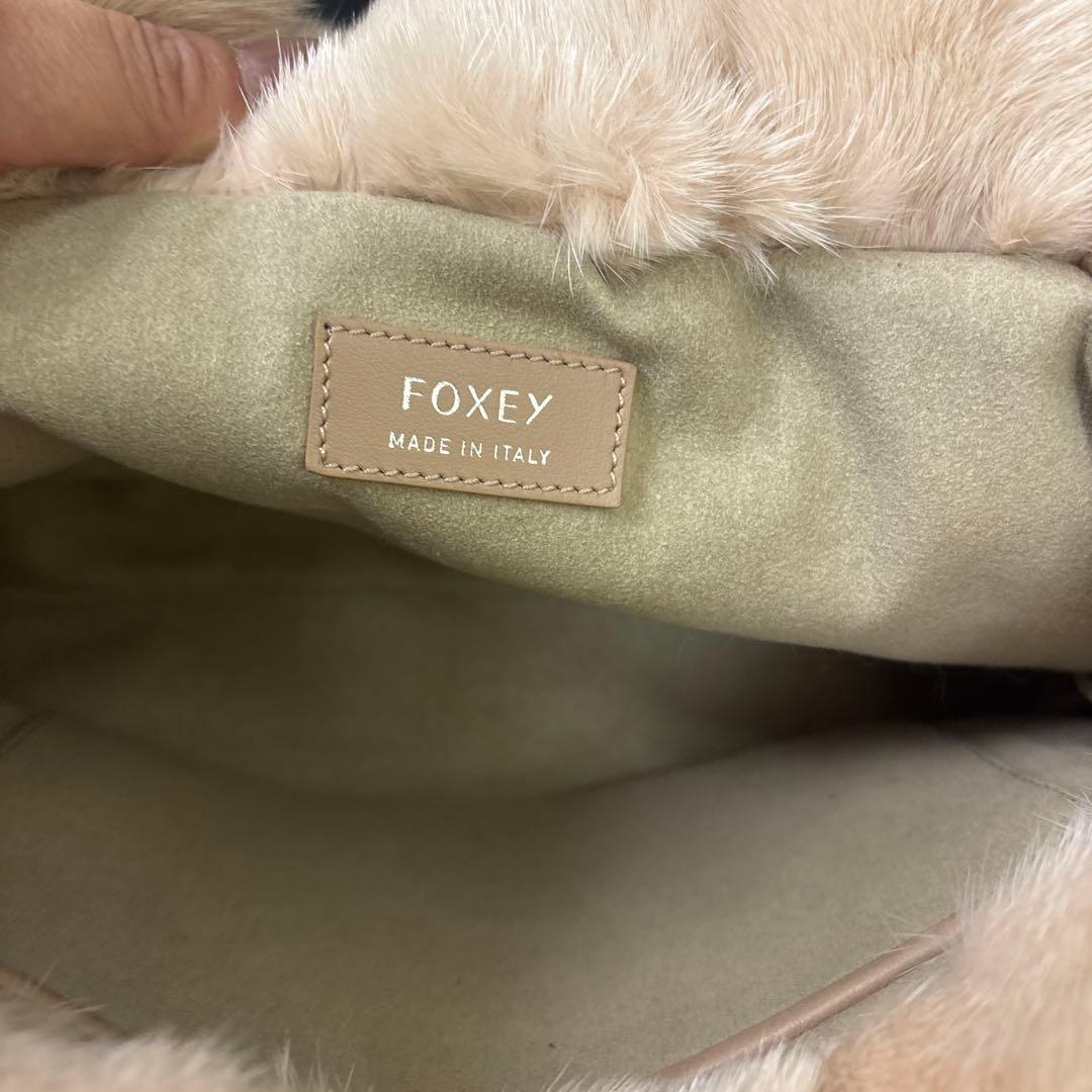 フォクシー　ミンクハンドバッグ　ピンクベージュ