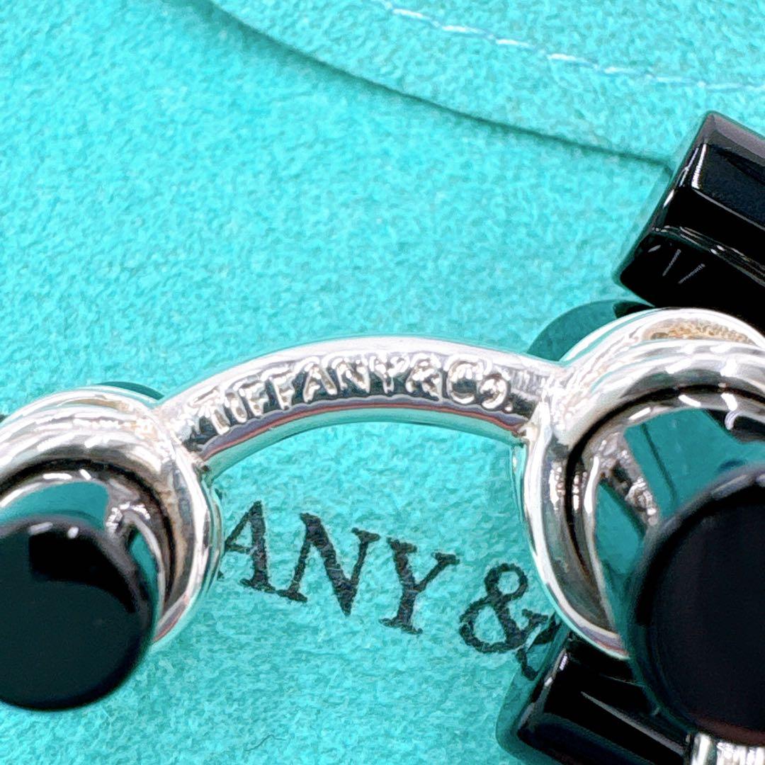 極美品レア オールドティファニー コラムバー カフス シルバー925 オニキス