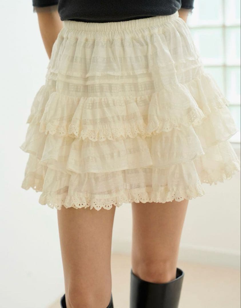 SNIDEL ラッフルティアードスカショーパン