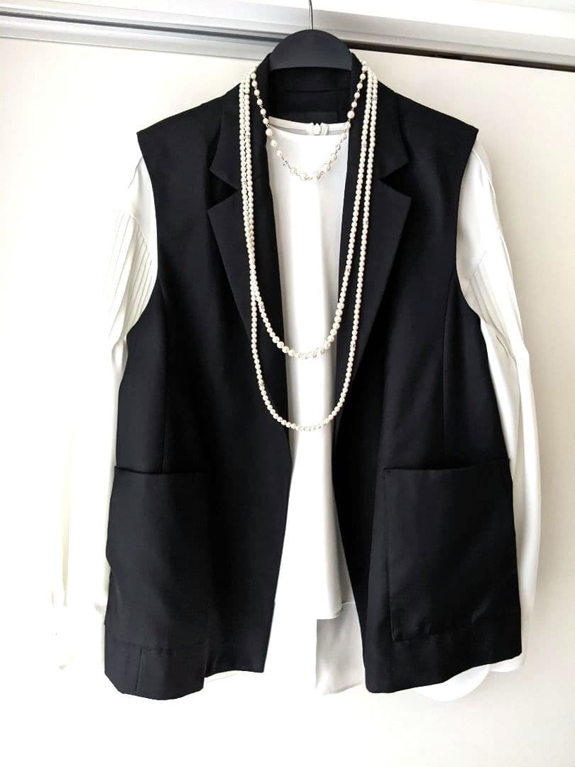 GRACE CONTINENTAL ダイアグラム　チュールオーバーベスト 黒36