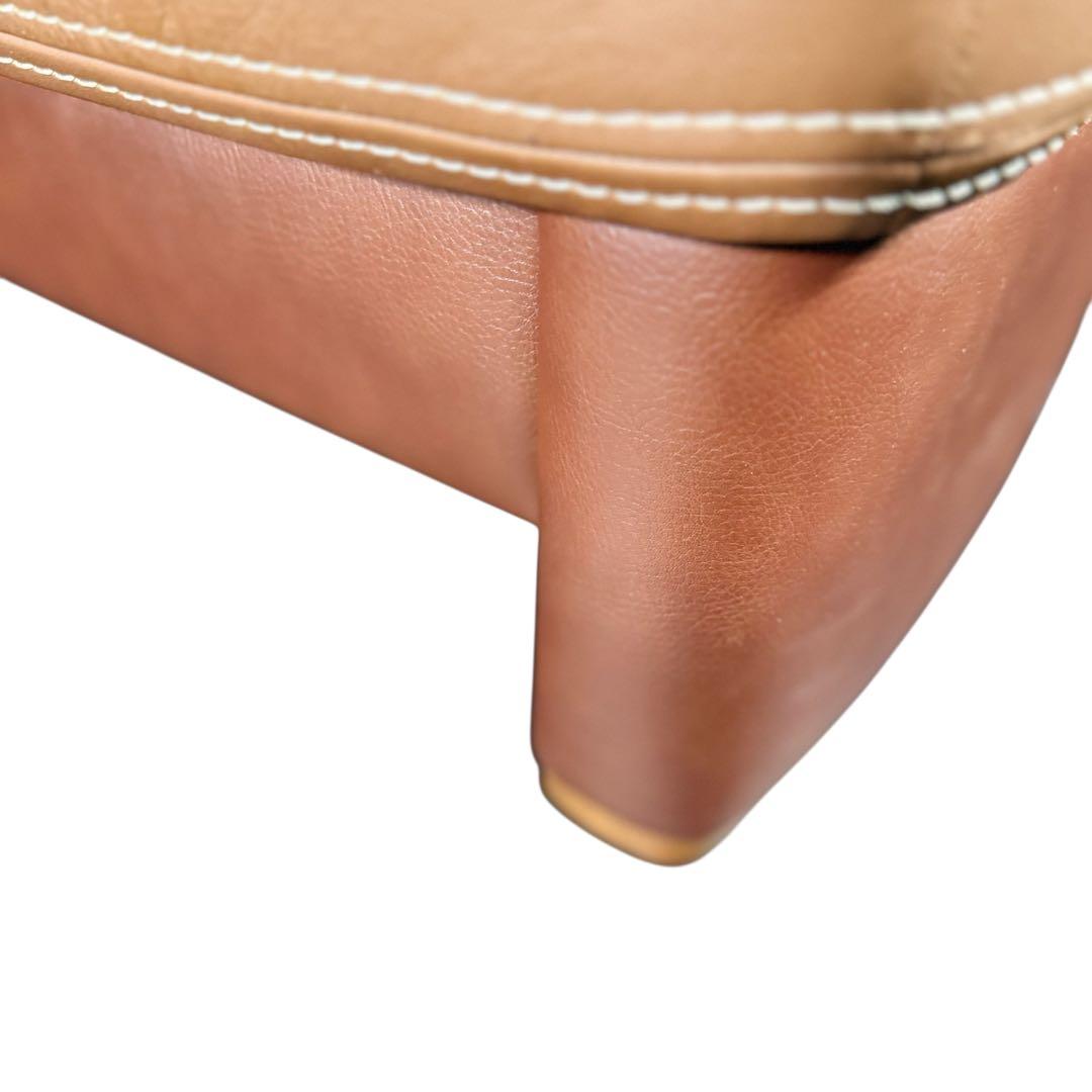 HR745 karimoku オットマン　本革+合皮 ブラウン系バイカラー