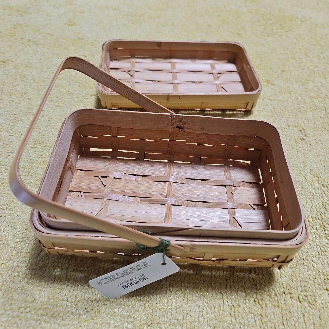 【新品】竹巧彩　お弁当箱　おむすび箱　長方形　豆腐カゴ　小物入れ