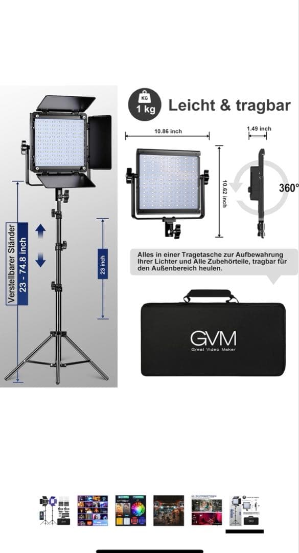 GVM RGB LEDビデオライト アプリコントロール付き撮影用照明 800D