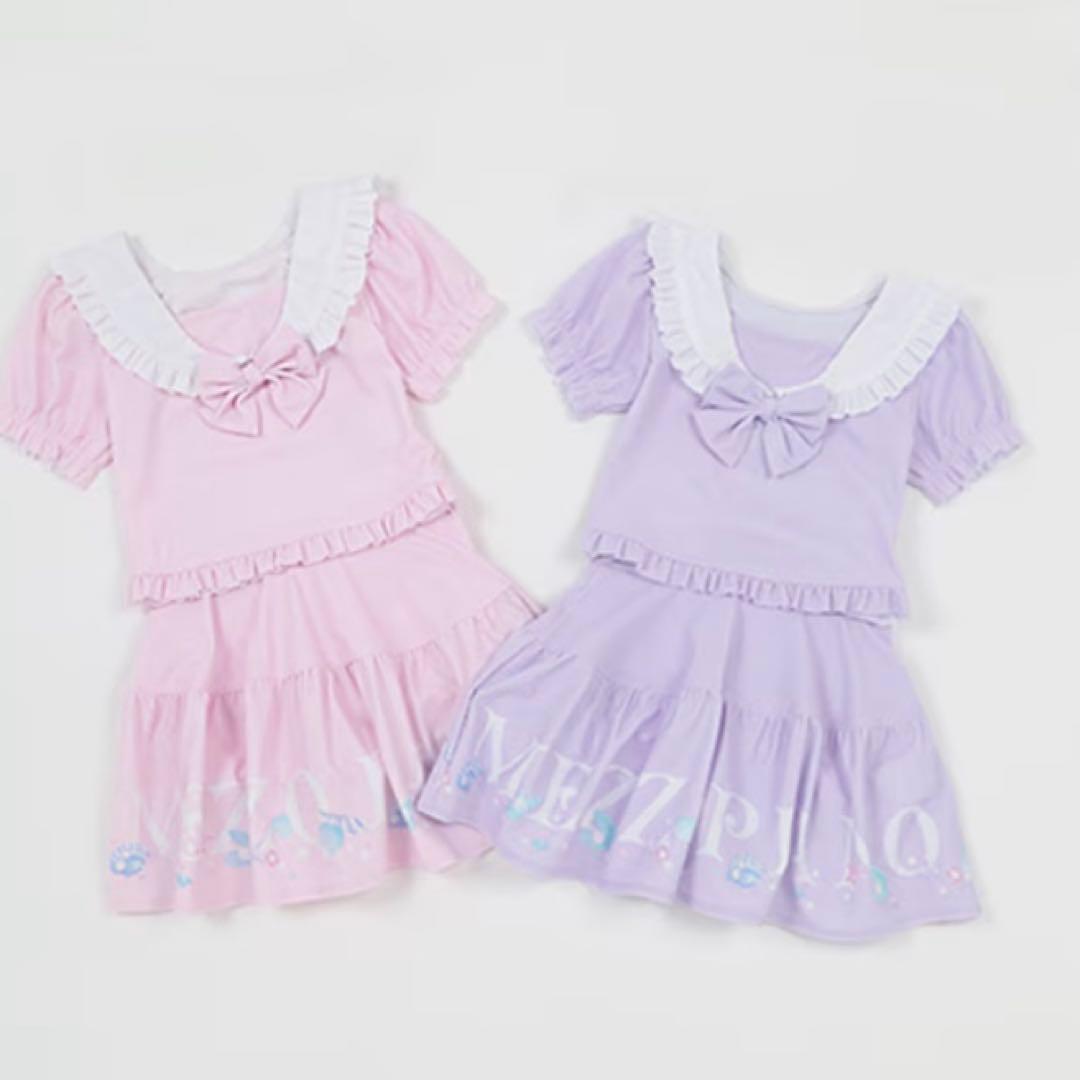 メゾピアノ 【SWIM】シェルロゴ　セーラーカラー　セパレート水着　120