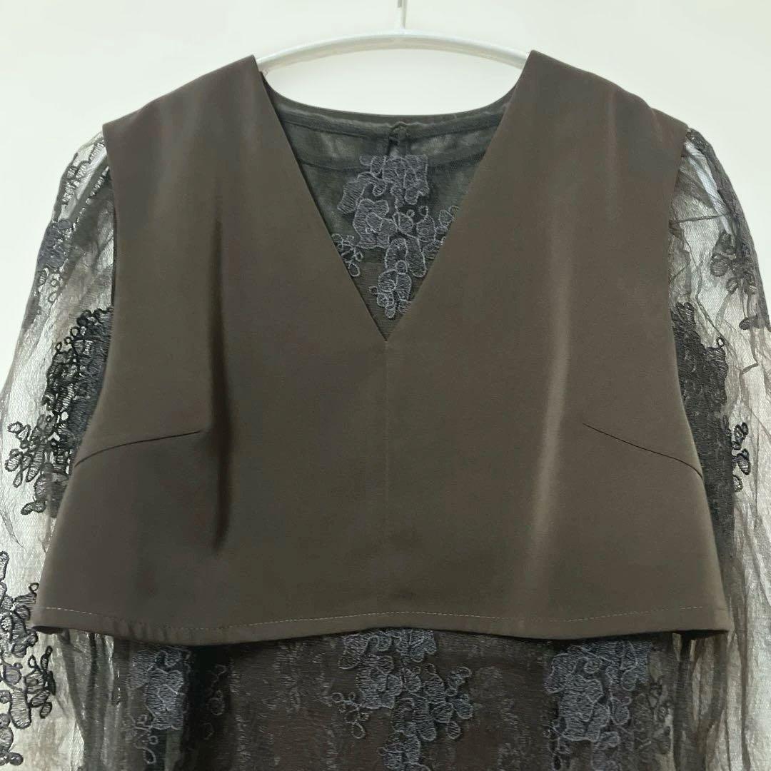 人気　ニアナ　マルチレイヤードセットドレス ブラウン　M