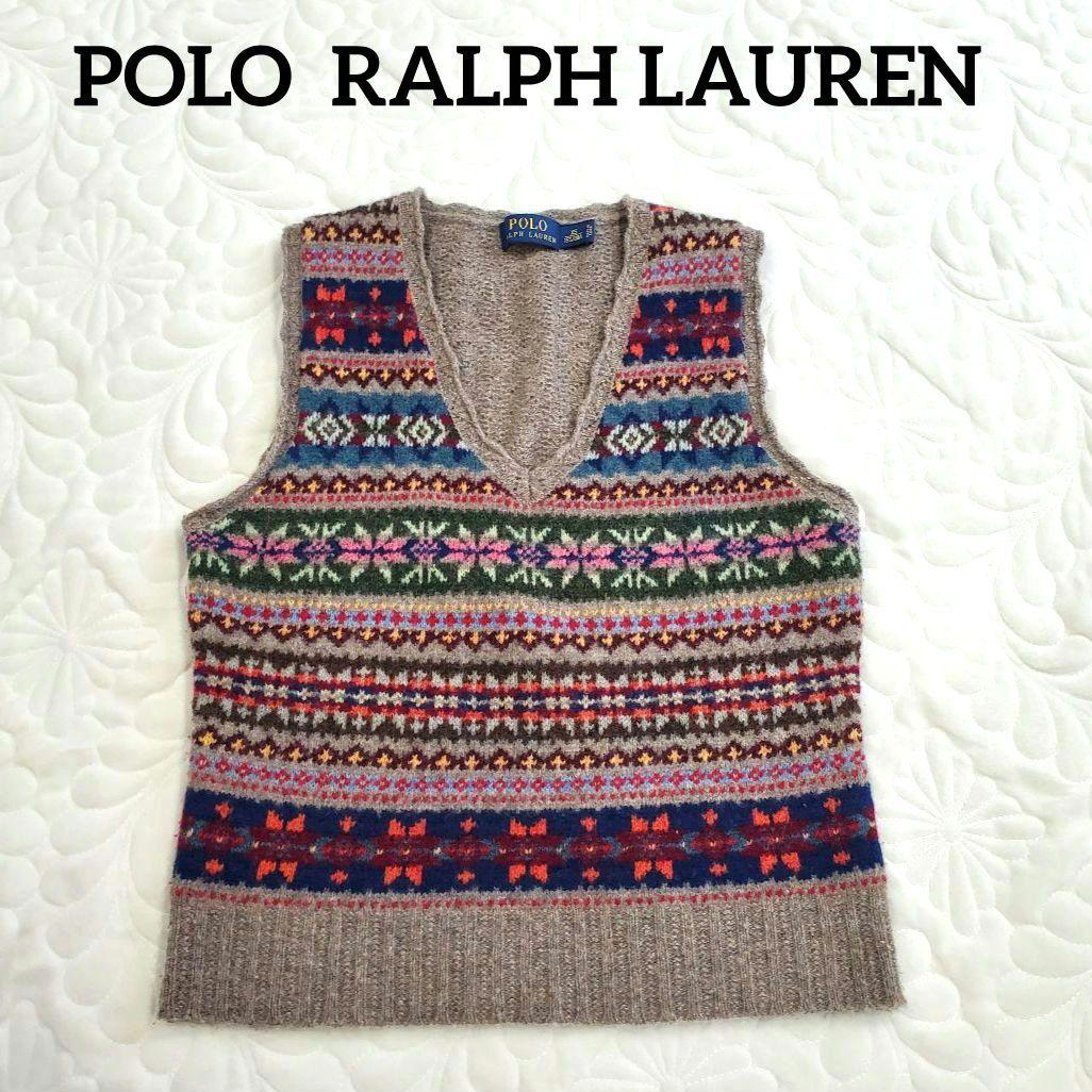 ポロラルフローレン ウールニットベスト Vネック フェアアイル柄