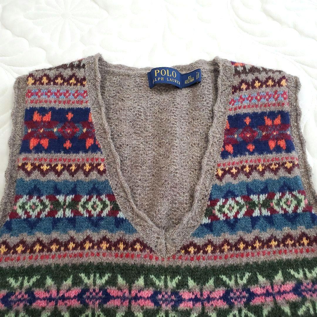 ポロラルフローレン ウールニットベスト Vネック フェアアイル柄