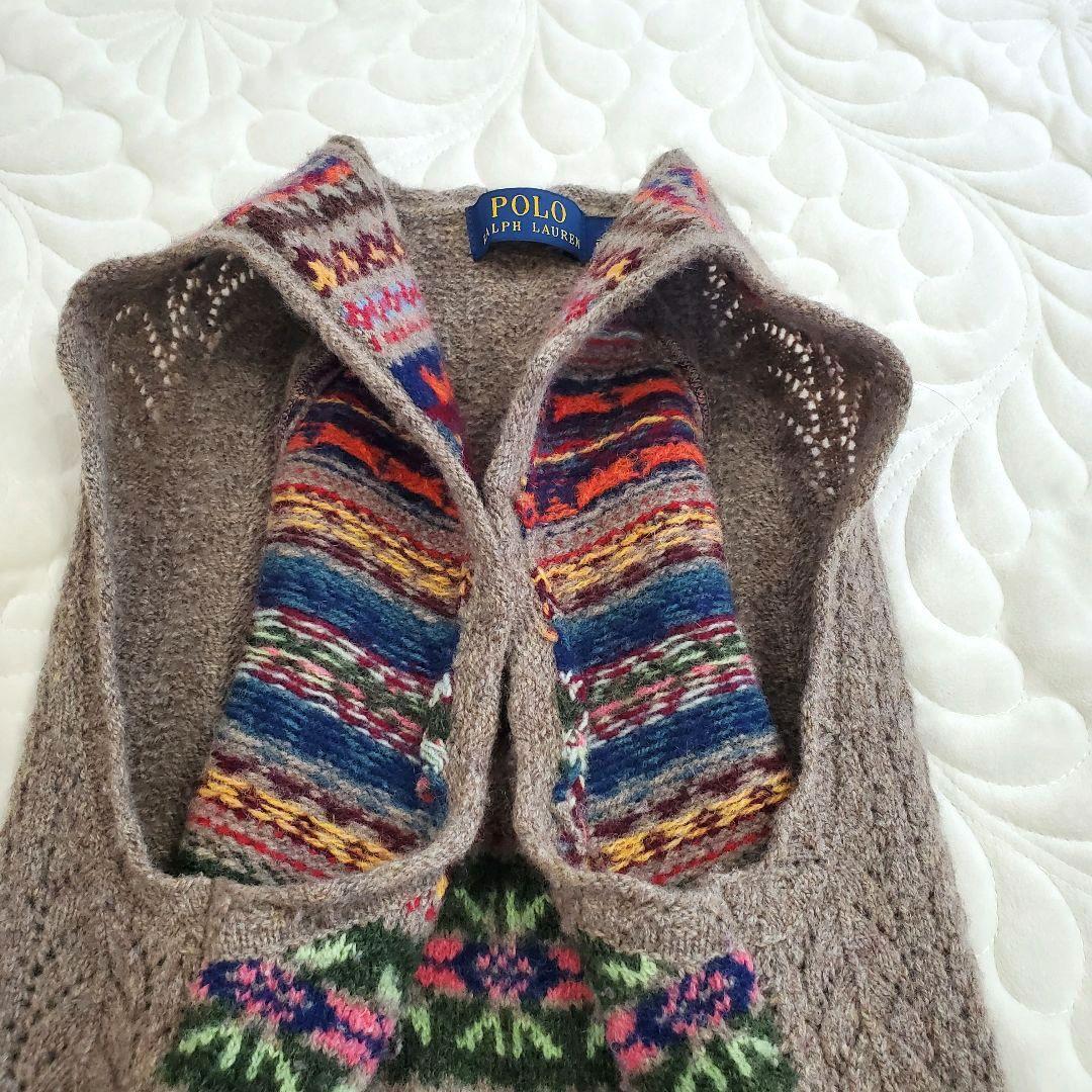 ポロラルフローレン ウールニットベスト Vネック フェアアイル柄