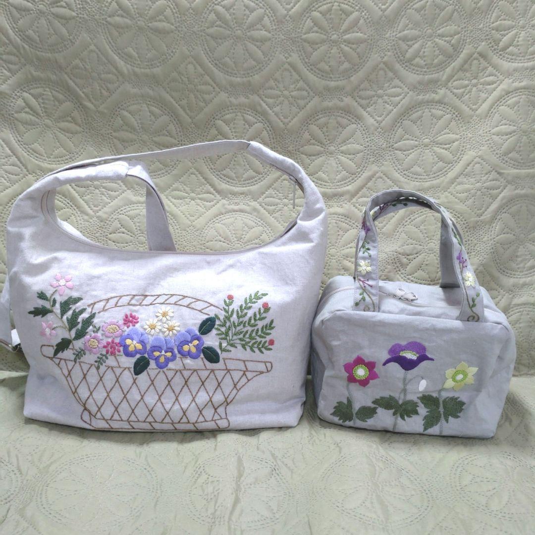 刺繍エプロン　バッグ　チュニック