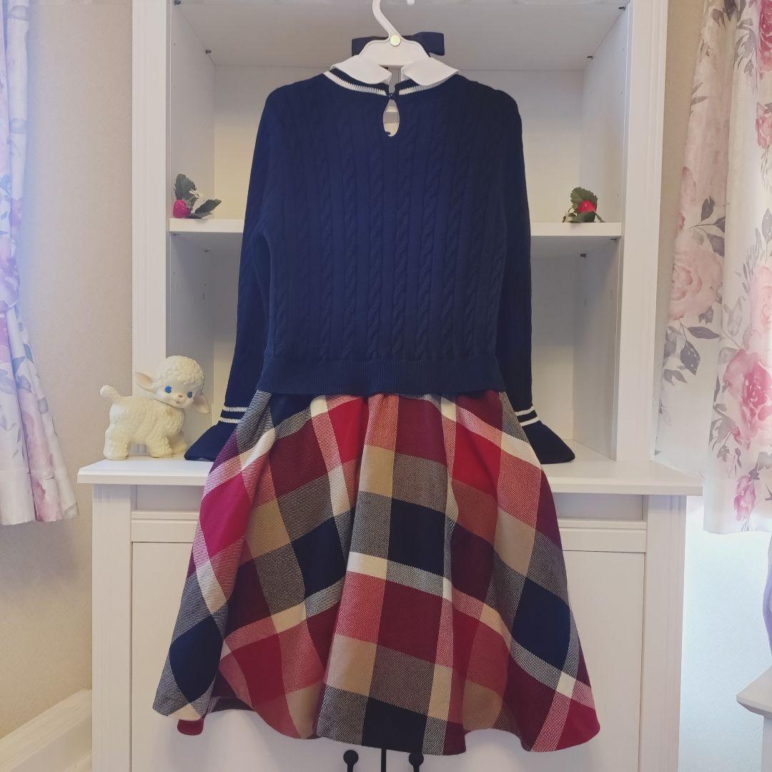 ブルーレーベルクレストブリッジ️ ♡ドッキングワンピース ビジューワッペン 38