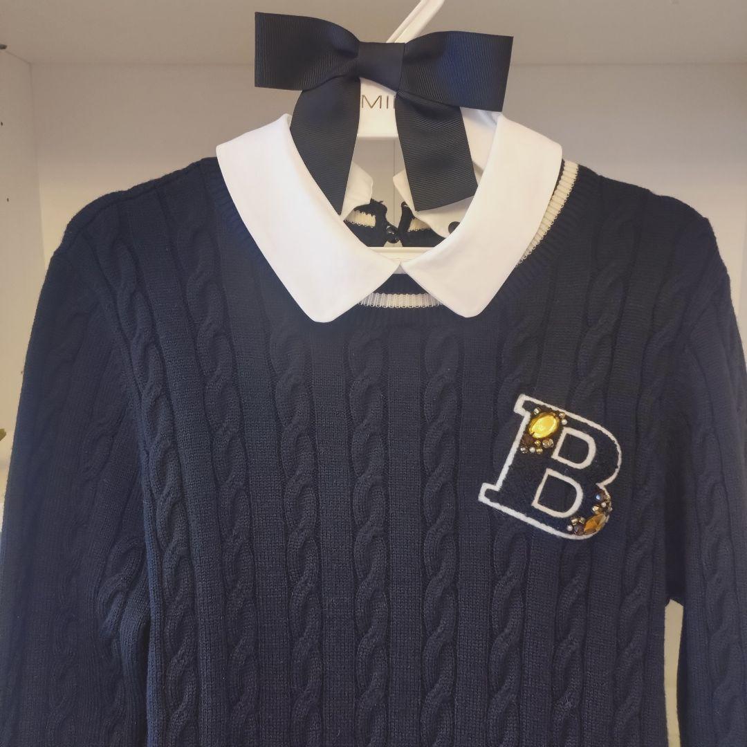 ブルーレーベルクレストブリッジ️ ♡ドッキングワンピース ビジューワッペン 38